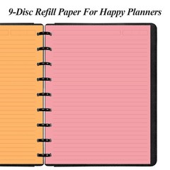 (2-Pack) 9-Disc Discbound 5 Colorful Line Paper Pre-punched Happy Planners In…