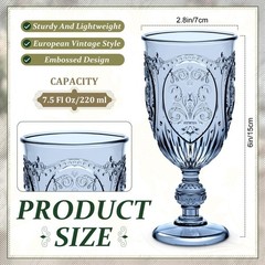 48 Pcs Plastic Goblets 7.5oz Vintage Goblet Plastic Wine Glasses Colored Retr…