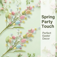 Artificial Easter Flower,4 Pcs Easter Colorful Egg Berries Decorations, Spring