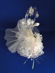 New Elegant Wedding Cake topper Blown Glass Heart Love Birds & flowers #206