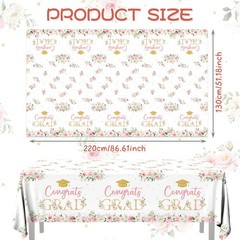 3Pack Graduation Tablecloth,Graduation 86.61 inches x 51.18 inches, Pink