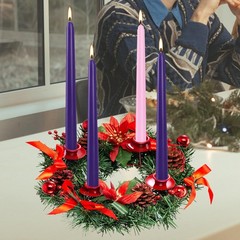 16pcs 10-inch Advent Taper Candles Unscented and 10 inches, pink purple
