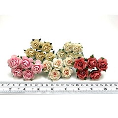 1″or2.5cm -Mixed Open Rose Paper Flowers Wedding Scrapbook Craft (R6-5/Sweet-B)