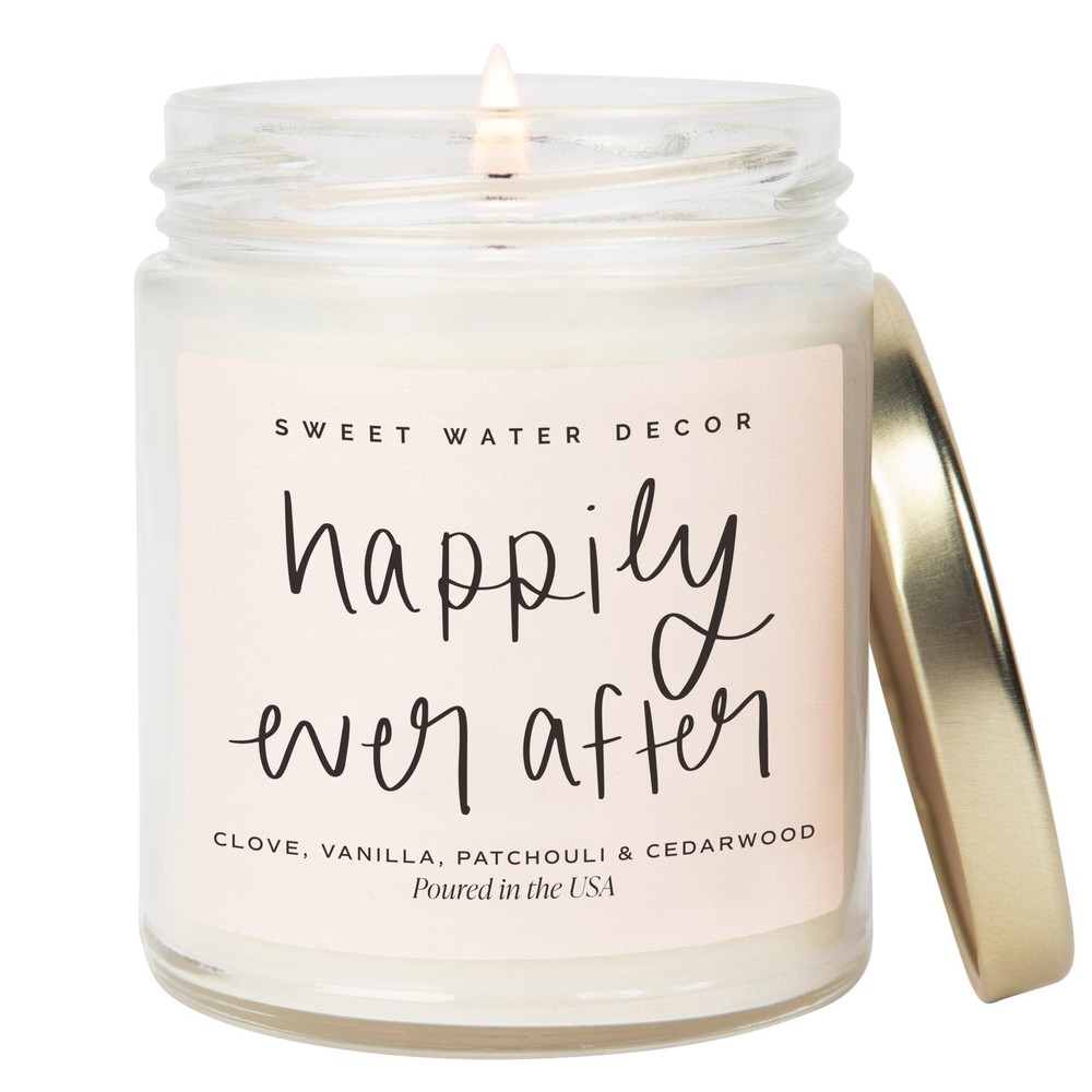 Sweet Water Decor Happily Ever After Candle – Gold Pepper, Clove 9 oz, Clear