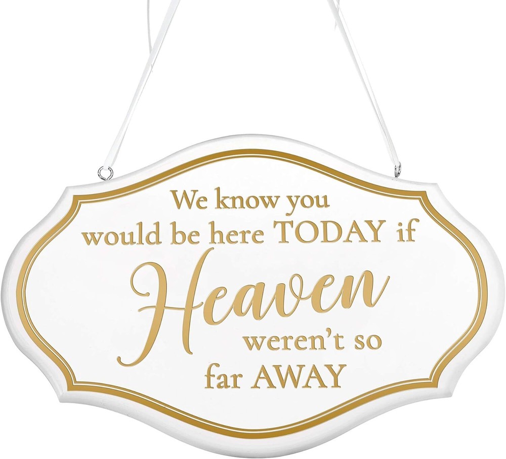 Lillian Rose White Metallic Gold Memorial Wedding Chair Sign, 10″x7.5″