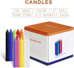 YOROXRG 100 pcs Spells Chime Candles Unscented 4 inches, Colors-4″ 100