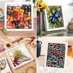 6 Pa 8 x 8 Inches Shadow Box Fre, 3D Wood Fre Memory Display Cases,1
