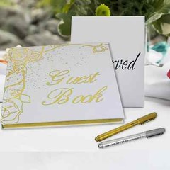 Gold Wedding Guest book and pen set