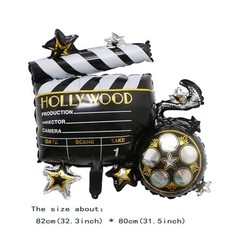 2 Pcs Cine Camera Mylar Foil Balloons Movie Night Balloons for Birthday Party
