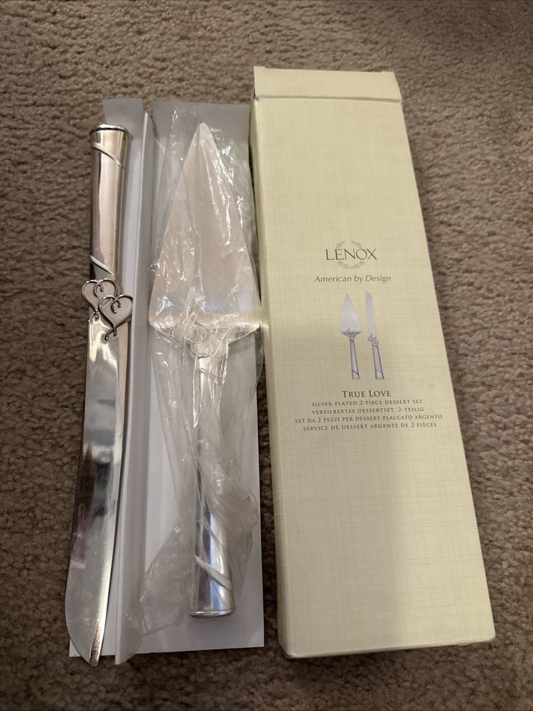Lenox True Love 2 Pc Silver Plated Dessert Set Brand New American by Design-USED