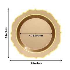 30 GOLD 8″ Round Plastic Dinner Plates GOLD Scalloped Rim Events Wedding