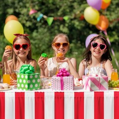durony 2 Packs Red and White Striped Table Skirt Circus Theme Party Supplies…