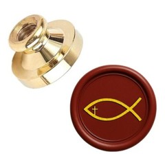 Christian Wax Seal Stamp Head 25mm Brass – Cross, Jesus Fish, God Bless
