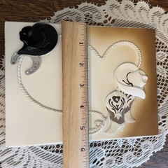 Western Cowboy Wedding Guest Book White Hat Boots Horseshoe Rope 3D Design