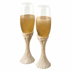 Castle Toasting Flutes Bride Groom Wedding Reception Glassware fairy tale theme