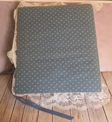 VTG Blue Floral Fabric Lace Photo Album Cottagecore Shabby Chic Slip-In Pages