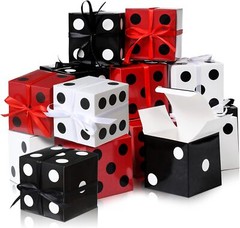50 Pcs Dice Favor Boxes 4 x 4 x 4 1 Count (Pack of 50), Black, White, Red