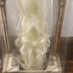 LILLIAN ROSE White CARVED Wedding Unity PILLAR CANDLE & Unity Candles NEW IN BOX