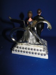 New Elegant 25th Wedding Anniversary caketop with Bride & Groom in Silver #34
