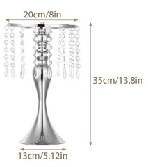 Silver Wedding Centerpieces Flower Stand Table Decor w/Crystal Beads Set Of 10