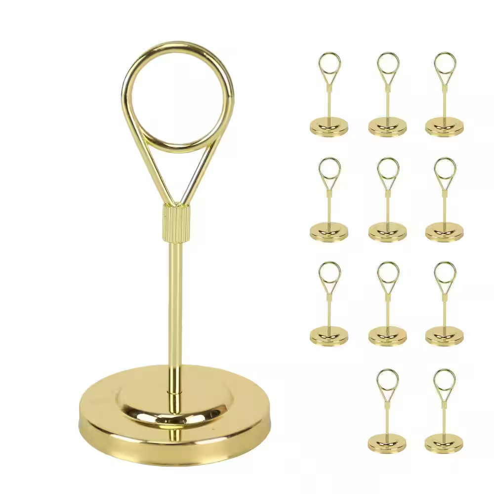2 In. X 4 In. Gold round Alloy Steel Place Card Holders Set of 12-Pcs with Weigh