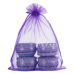 100 Bolsas De Organza 6 X 9 Pulgadas, Purpura Cordon De Regalo De Malla Grande