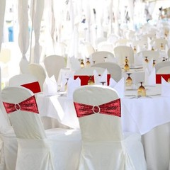 50x Stretch Sequin Chair Sashes Bow Bands w/ Buckle Wedding Banquet Party Decor
