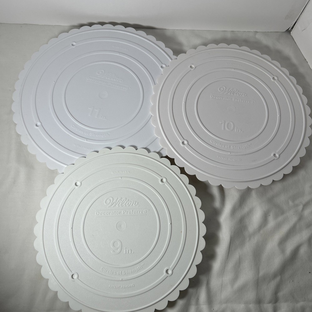 VTG Wilton Circles of Strength 3 Tier Cake Separator Plates Scalloped 9”- 11”