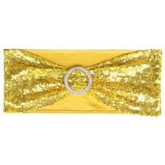 50x Stretch Sequin Chair Sashes Bow Bands w/ Buckle Wedding Banquet Party Decor
