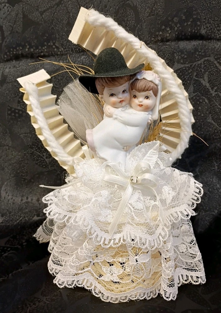 Vintage Western Cowgirl Cowboy Couple Wedding Cake topper