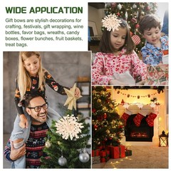 6 Pcs 4 Inch Grosgrain Curly Bows for Gift Wrapping Self-Adhesive Champagne