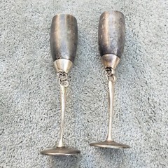 Vintage Silver Plate Toasting Flute Wedding Goblets Made by Things Remembered