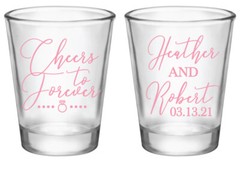 personalized wedding shot glasses, cheers to forever personalized wedding favors