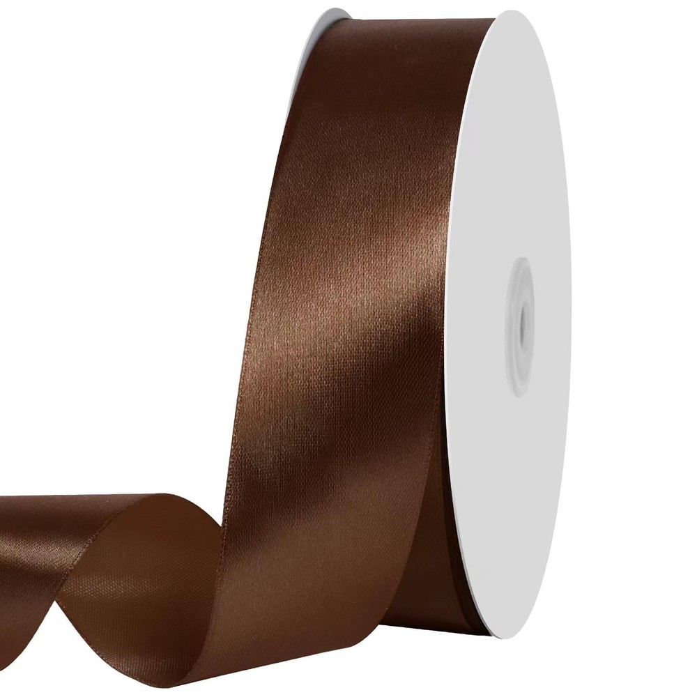 1 1/2 inch Brown Ribbon,100 Yards 1-1/2 inch Brown Satin Ribbon Solid Fabric …