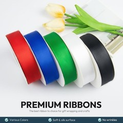 KMER LIFE 1 inch Wide x 50 Yards White Single Faced Polyester Satin Ribbon, W…