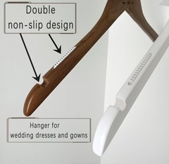 2 Pcs Bride Hanger for Wedding Dress Wooden Groom Suit and Gown Non-Slip Hang…