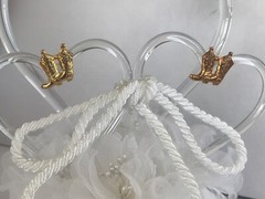 Western Hearts with Cowboy Boot Charms and Cowboy Hat, White Wedding Cake Topper