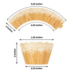 25 NATURAL WHITE Cupcake Liners Muffin WRAPPERS Wood Lace Printed Design Party