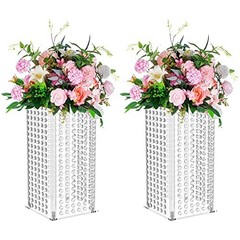 Elegant 15.7″ Tall Flower Vases – 2 Pcs Geometric Centerpieces for Weddings & Pa