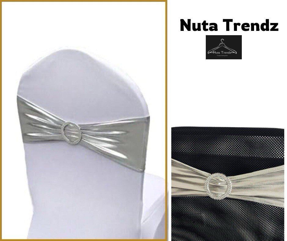 50pcs Metallic Spandex Chair Band for Folding Banquet Universal Chair Covers