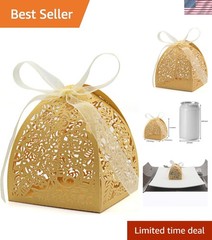 Luxurious Gold Rose Favor Boxes, Pack of 100 – 2.5×2.5×3.1 – For Events & Gifts