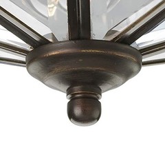 Three-Light Beveled Glass 9-3/4″ Close-to-Ceiling Bronze