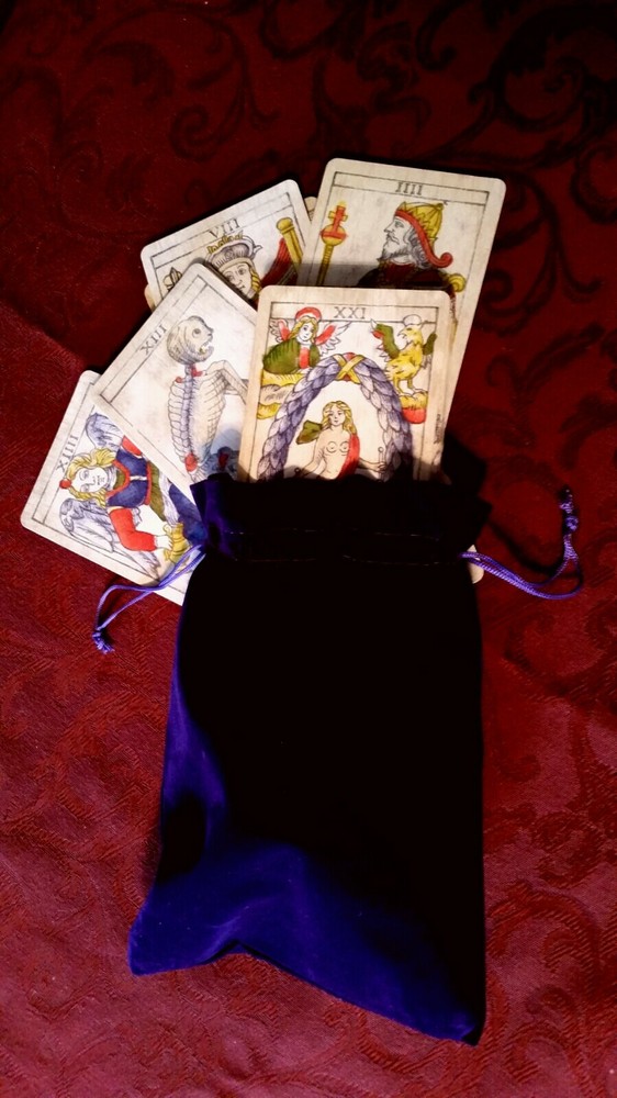 Set-2 Sizes-Velvet Purple Drawstring Gift Med&L Bag Tarot Runes Halloween US FS