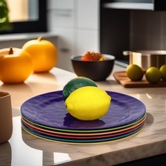 6-Piece 100% Melamine Dinner/Lunch Plate Set,10inch Round Melamine Multicolor