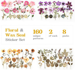 320Pcs Realistic Transparent Flower & Wax Seal Stickers – Easy Peel Clear Botani
