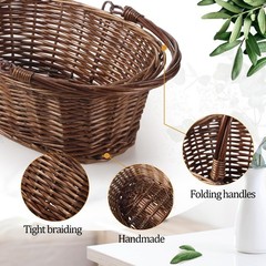 Small Wicker Basket with Handle Flower Girl Baskets Oval Willow Woven Braided…