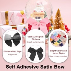24 x Mini Grosgrain Ribbon Bow 2″ Self Adhesive Flower Bows Black