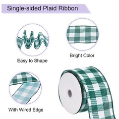 Plaid Check Ribbon, 2.5 Inch x 10 Yards Gingham Ribbon, Brown Green