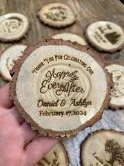 Wood Coasters as Wedding Favors for Guests ( 25 pieces )