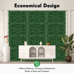 12pcs 24×16″ Artificial Boxwood Mat Wall Hedge Decor Privacy Fence Panel Grass